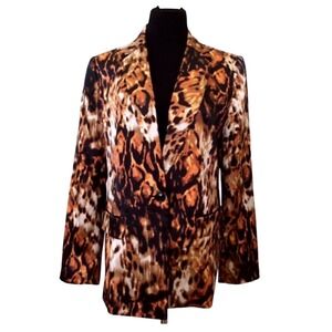 kasper animal print blazer jacket size 8 copper black